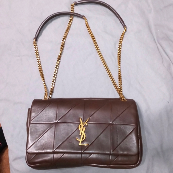 NWT YVES SAINT LAURENT JAMIE LAMBSKIN SLIDING CHAIN BAG, DARK GANACHE ~AUTHENTIC - Picture 4 of 16